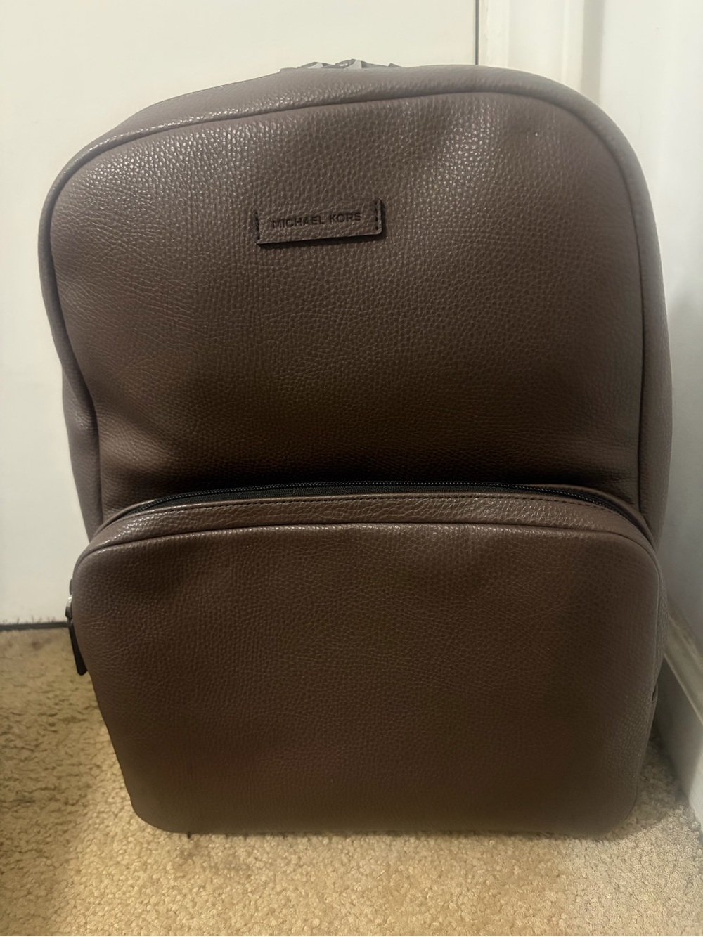 Michael Kors Men's Chocolate Brown Pebbled Leather Backpack